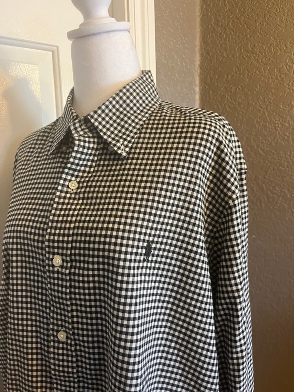 Ralph Lauren Black and White Gingham Button-Down Shirt size XL - Picture 2 of 9